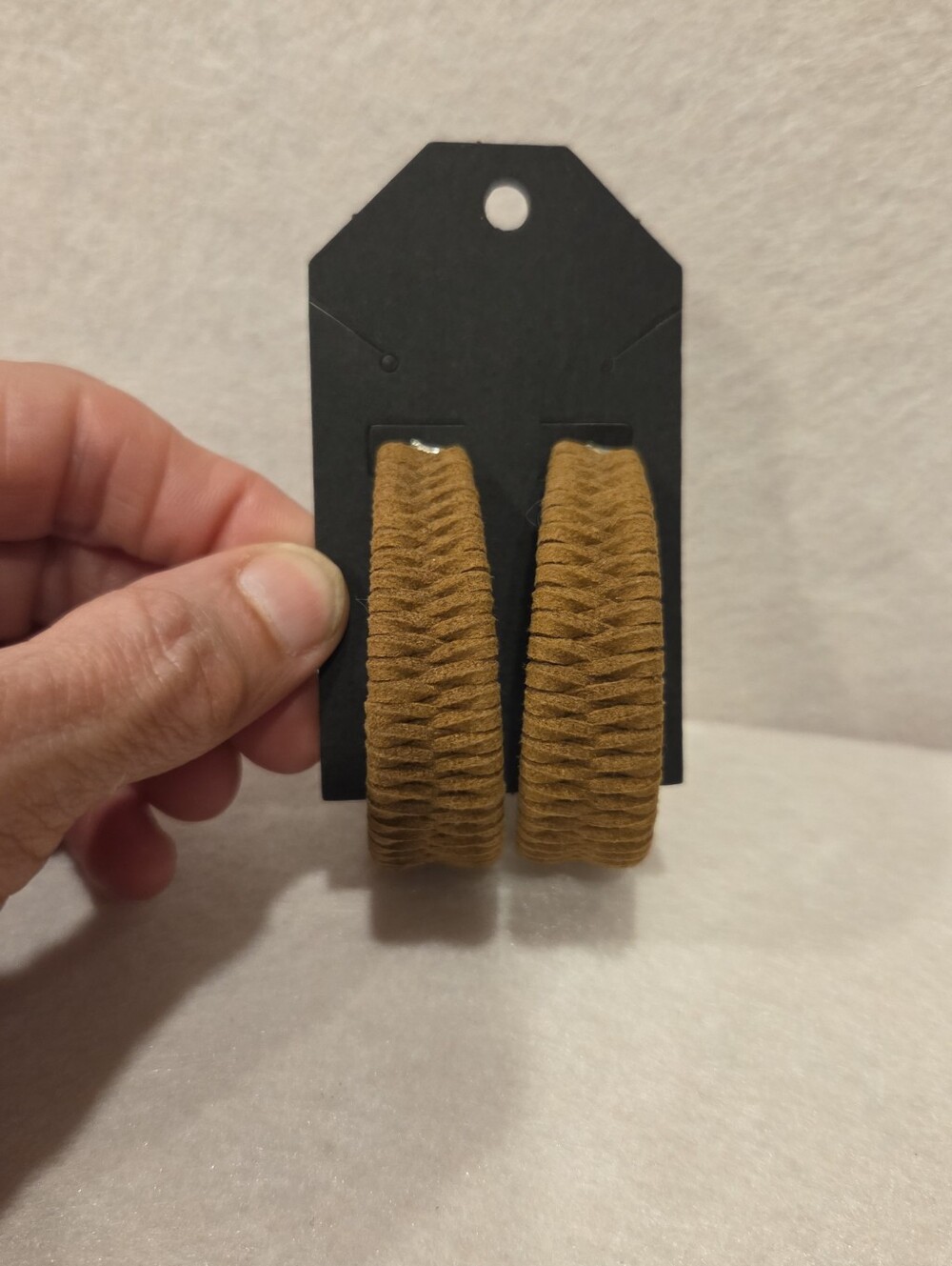Suede Textured Hoop Earrings - Mustard
